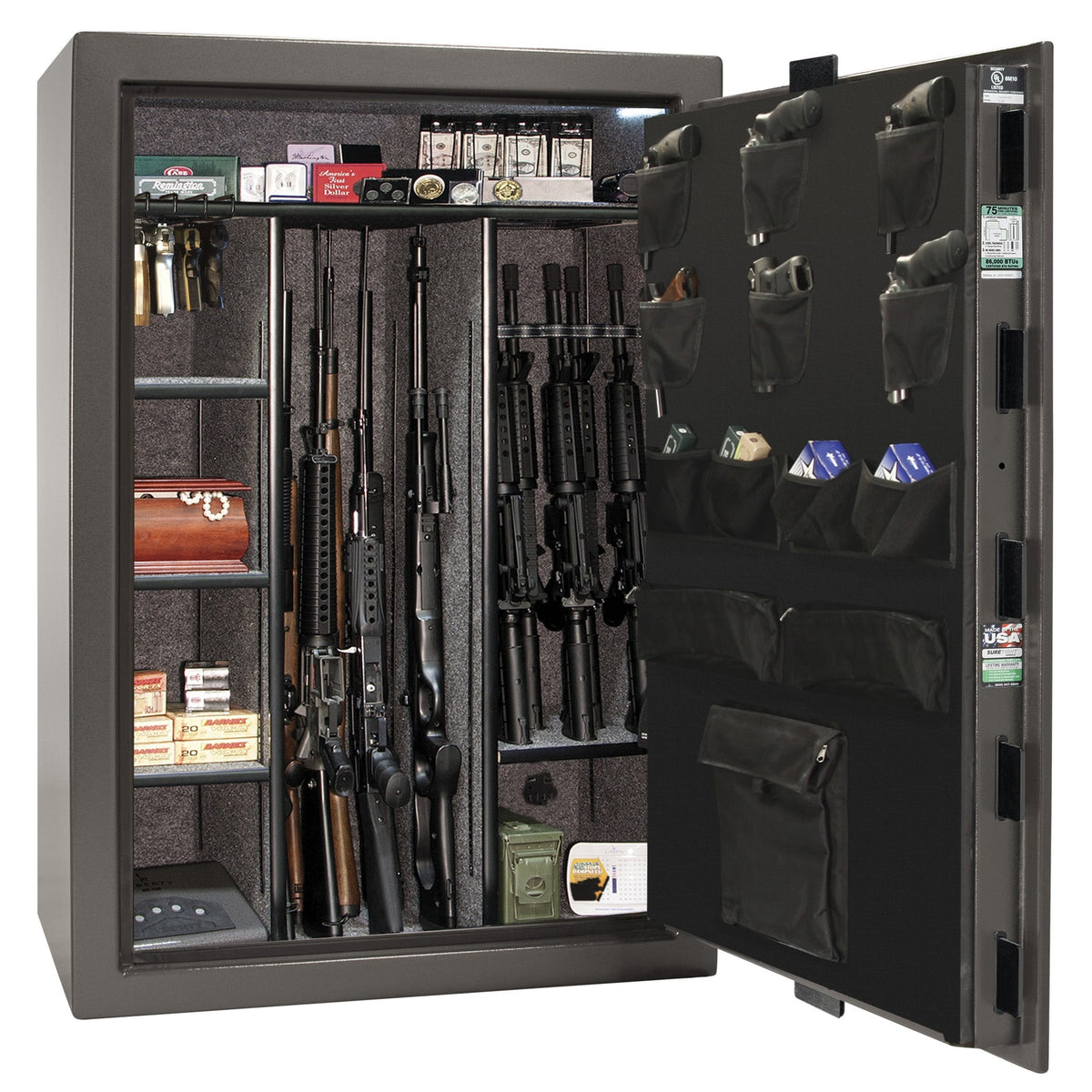 Fatboy Jr. Series | Extreme 6-in-One Flex Interior | Level 4 Security | 75 Minute Fire Protection | Dimensions: 60.5&quot;(H) x 42&quot;(W) x 22&quot;(D) | Up to 45 Long Guns | Gray Marble | Electronic Lock - Open